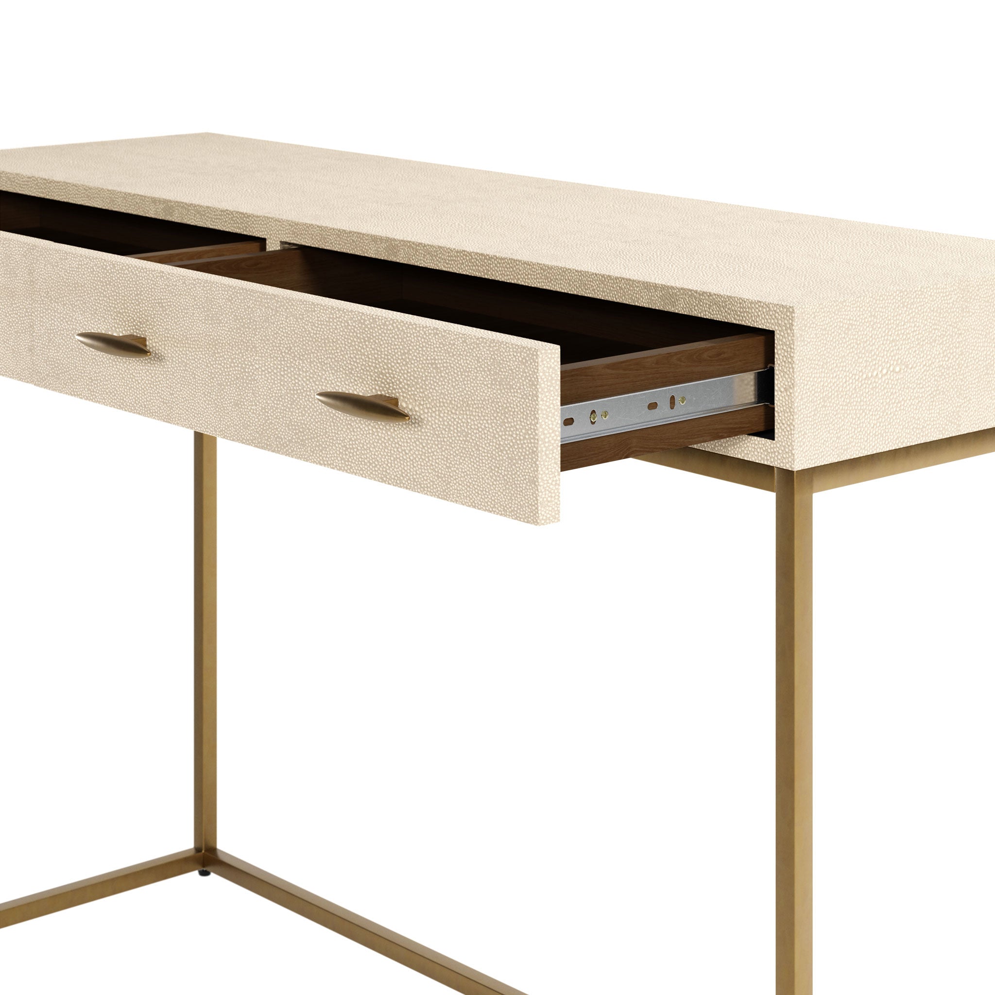 DI Designs Hampton Ivory Shagreen & Gold Console Table